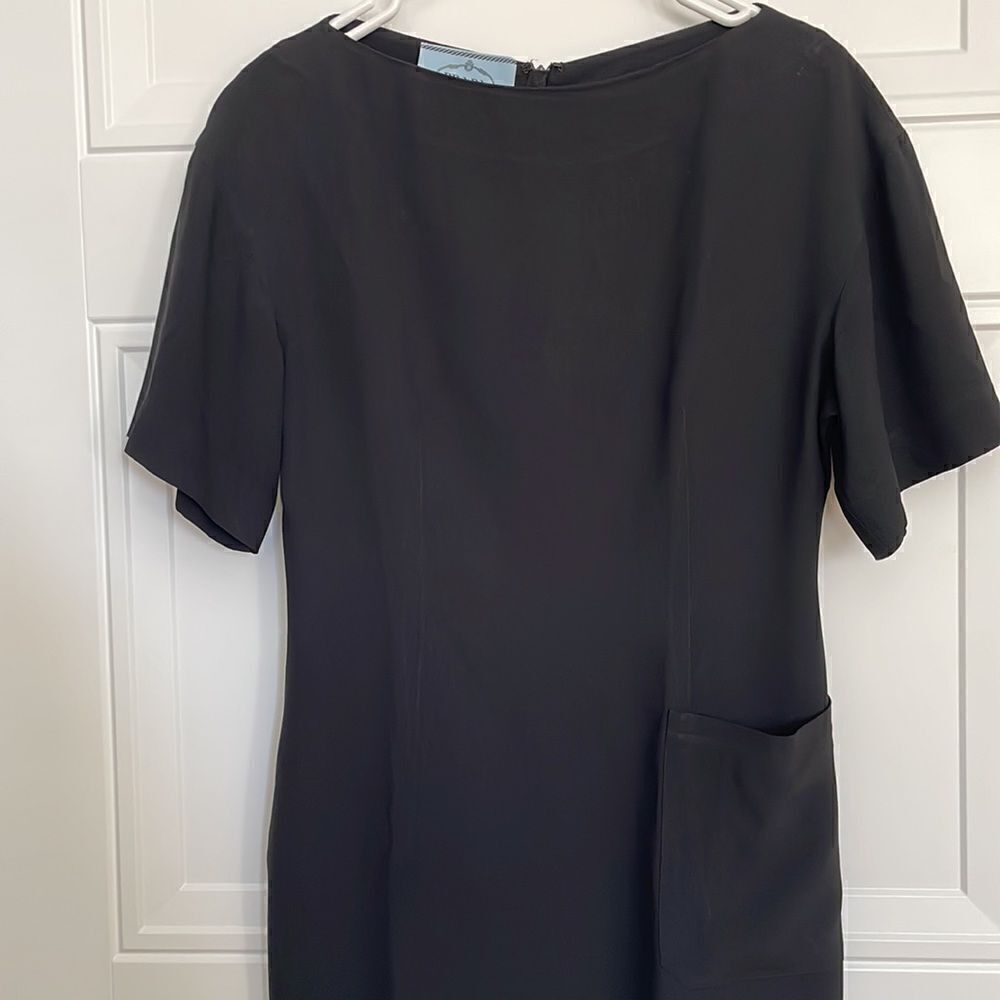 Prada Black Short Sleeve Bateau Neck Dress - Picture 3 of 7